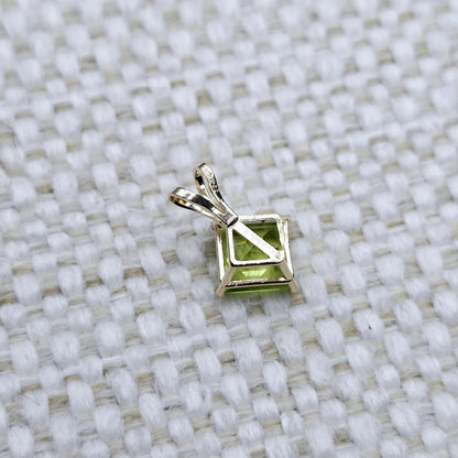 Gold Peridot Pendant Necklace , 10K Yellow Gold Genuine Peridot 6x6mm Pendant, August Birthstone, Handmade Pendant, Pendant For Women