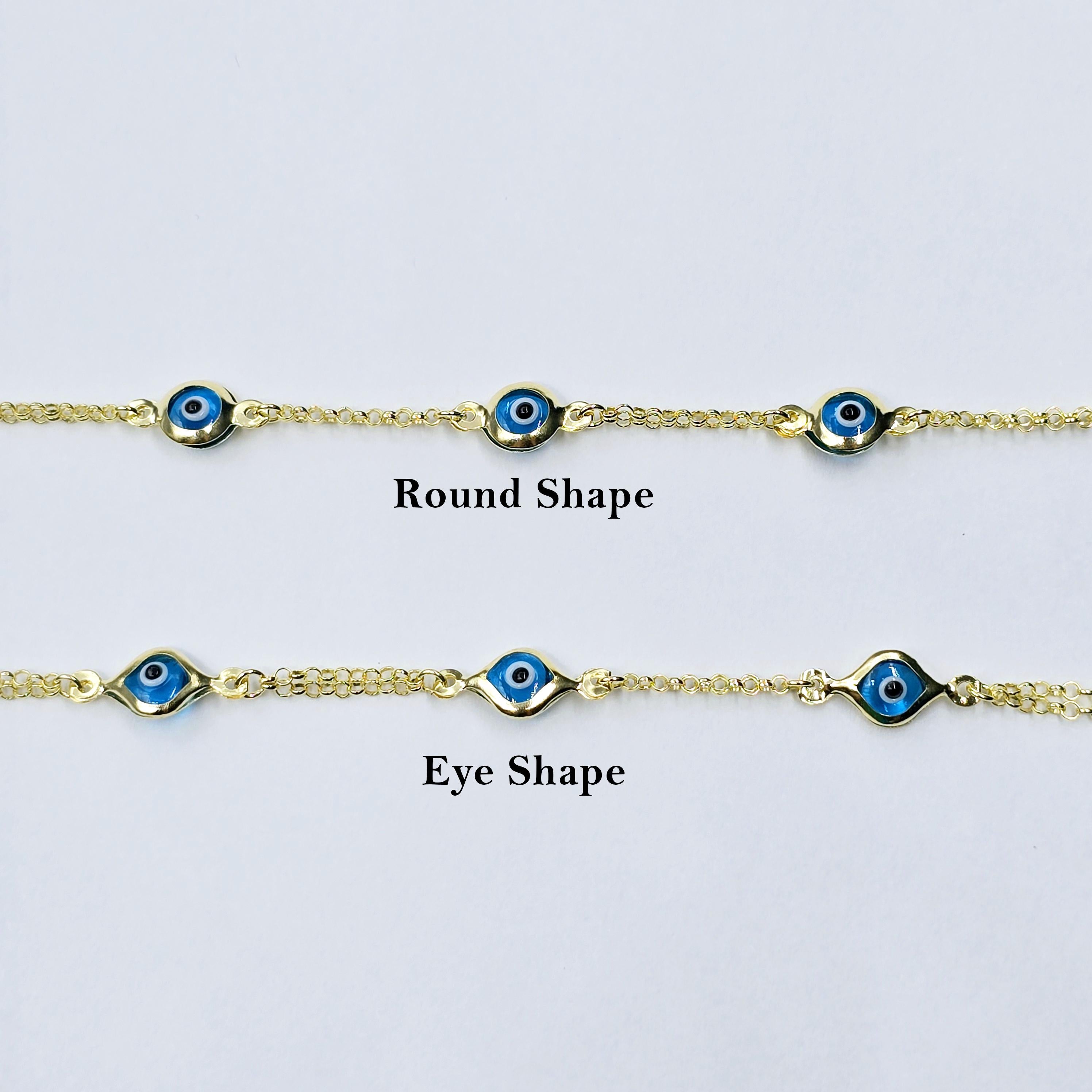 10K Yellow Gold Evil Eye Bracelet, Evil Eye Charm Bracelet,  Good Luck Bracelet, Lucky Bracelet for Protection, Gold Evil Eye Gift