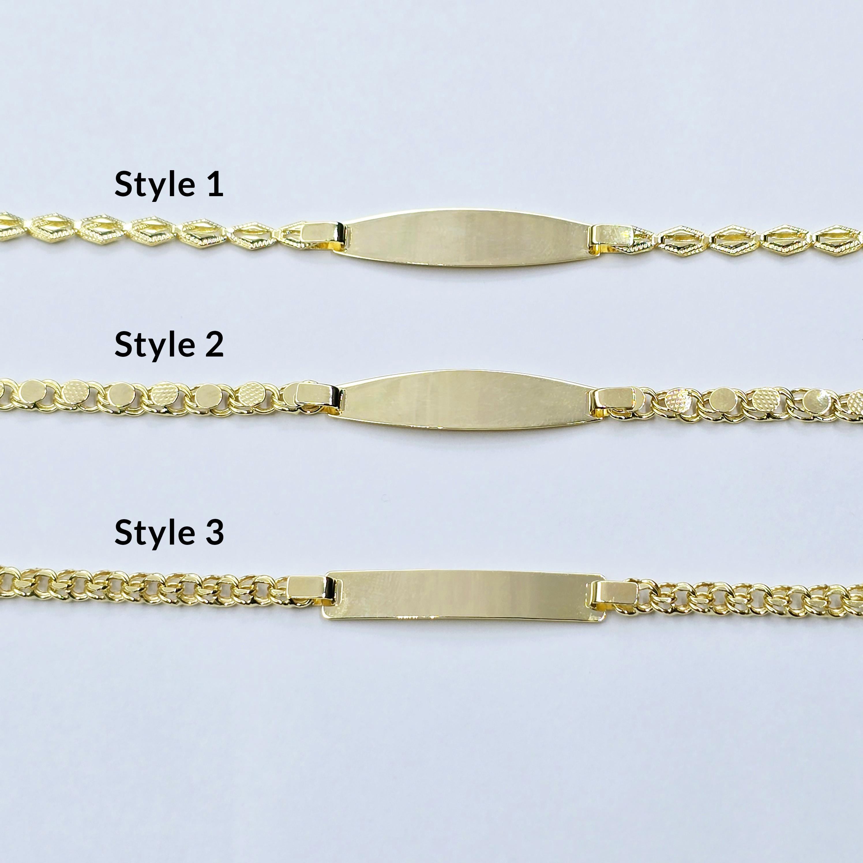 10K Yellow Gold Bracelet, 7 inches, Engravable Name ID Bracelet,  Name Bar ID Bracelet, Engraving personalized Gold Engraved Bar Bracelet