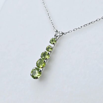 14K White Gold Peridot Pendant, Luxury Pendant, Gift for Her, Genuine Gemstone Necklace, Peridot Necklace for Women, Peridot Birthstone