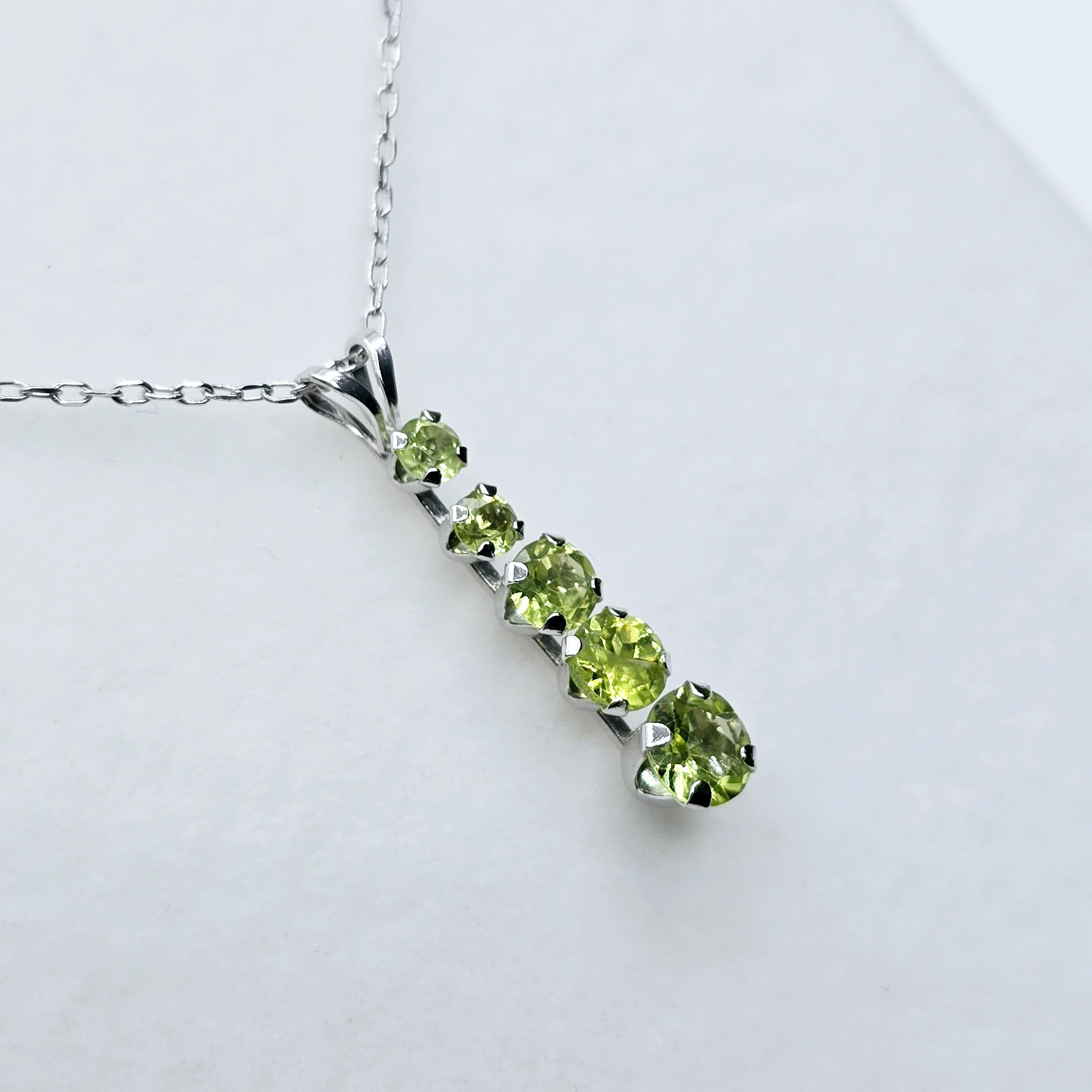14K White Gold Peridot Pendant, Luxury Pendant, Gift for Her, Genuine Gemstone Necklace, Peridot Necklace for Women, Peridot Birthstone