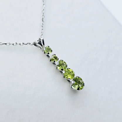 14K White Gold Peridot Pendant, Luxury Pendant, Gift for Her, Genuine Gemstone Necklace, Peridot Necklace for Women, Peridot Birthstone