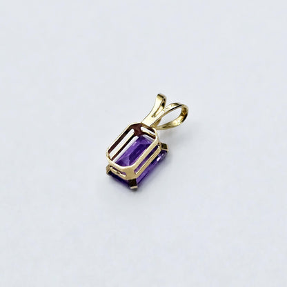 Gold Amethyst Pendant Necklace, 14K Yellow Gold Amethyst 6x4mm Pendant, Purple Gemstone Jewelry