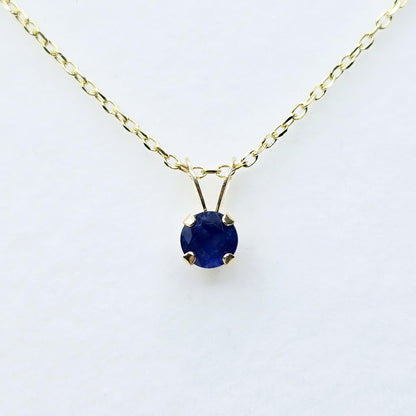 Gold Blue Sapphire Pendant Necklace, 14K Yellow Gold Blue Sapphire 5x5mm Pendant, September Birthstone