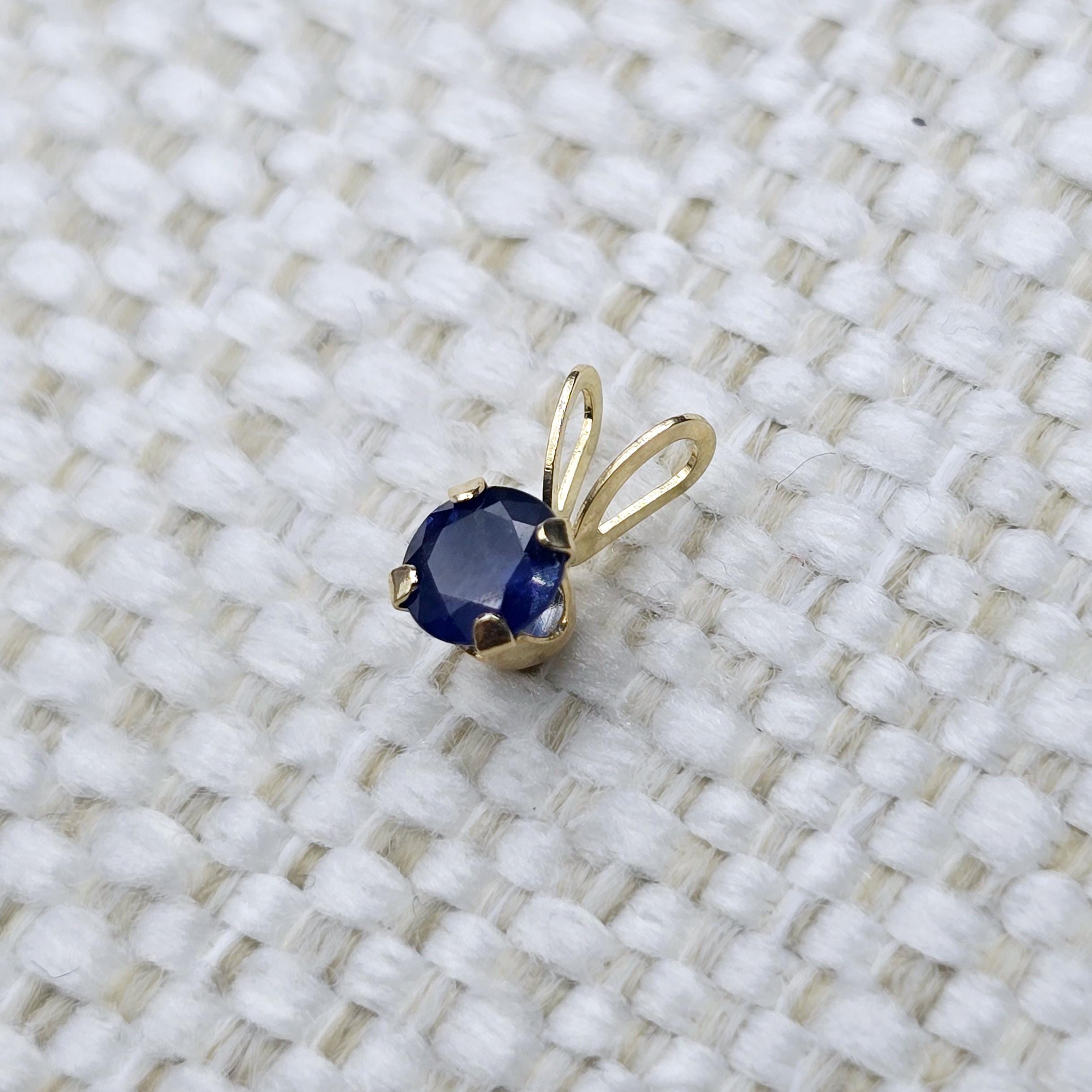 Gold Blue Sapphire Pendant Necklace, 14K Yellow Gold Blue Sapphire 5x5mm Pendant, September Birthstone