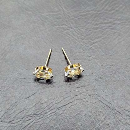 Gold Aquamarine Stud Earrings, 10K Yellow Gold Genuine Aquamarine 6x4mm Stud Earrings, March Birthstone