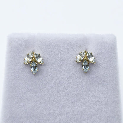 14K Gold Aquamarine Stud Earrings, Yellow Gold Genuine Aquamarine Stud Earrings, March Birthstone, Gift for Her