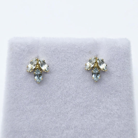 14K Gold Aquamarine Stud Earrings, Yellow Gold Genuine Aquamarine Stud Earrings, March Birthstone, Gift for Her