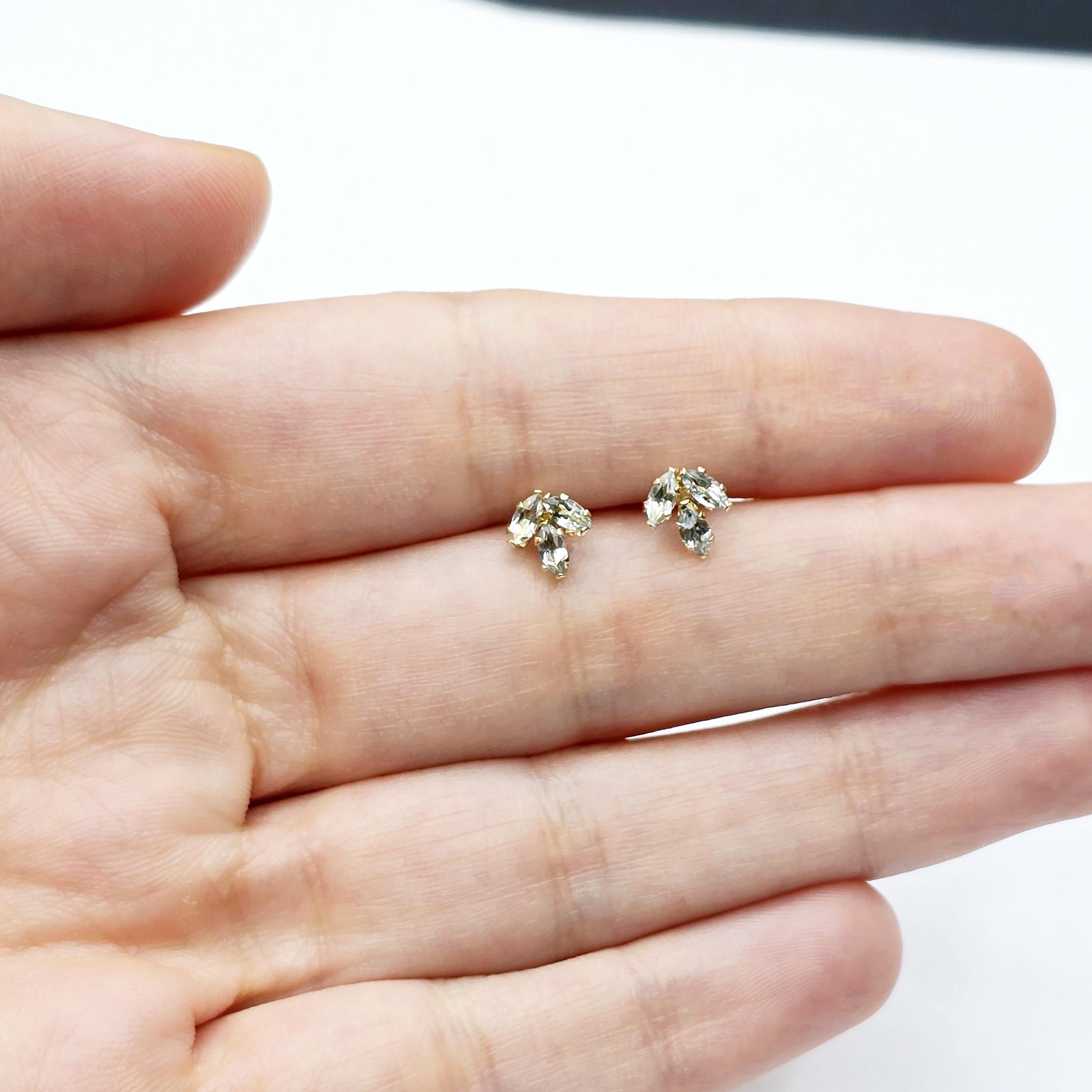 14K Gold Aquamarine Stud Earrings, Yellow Gold Genuine Aquamarine Stud Earrings, March Birthstone, Gift for Her
