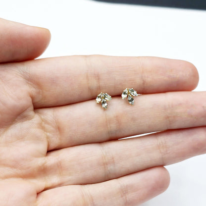 14K Gold Aquamarine Stud Earrings, Yellow Gold Genuine Aquamarine Stud Earrings, March Birthstone, Gift for Her