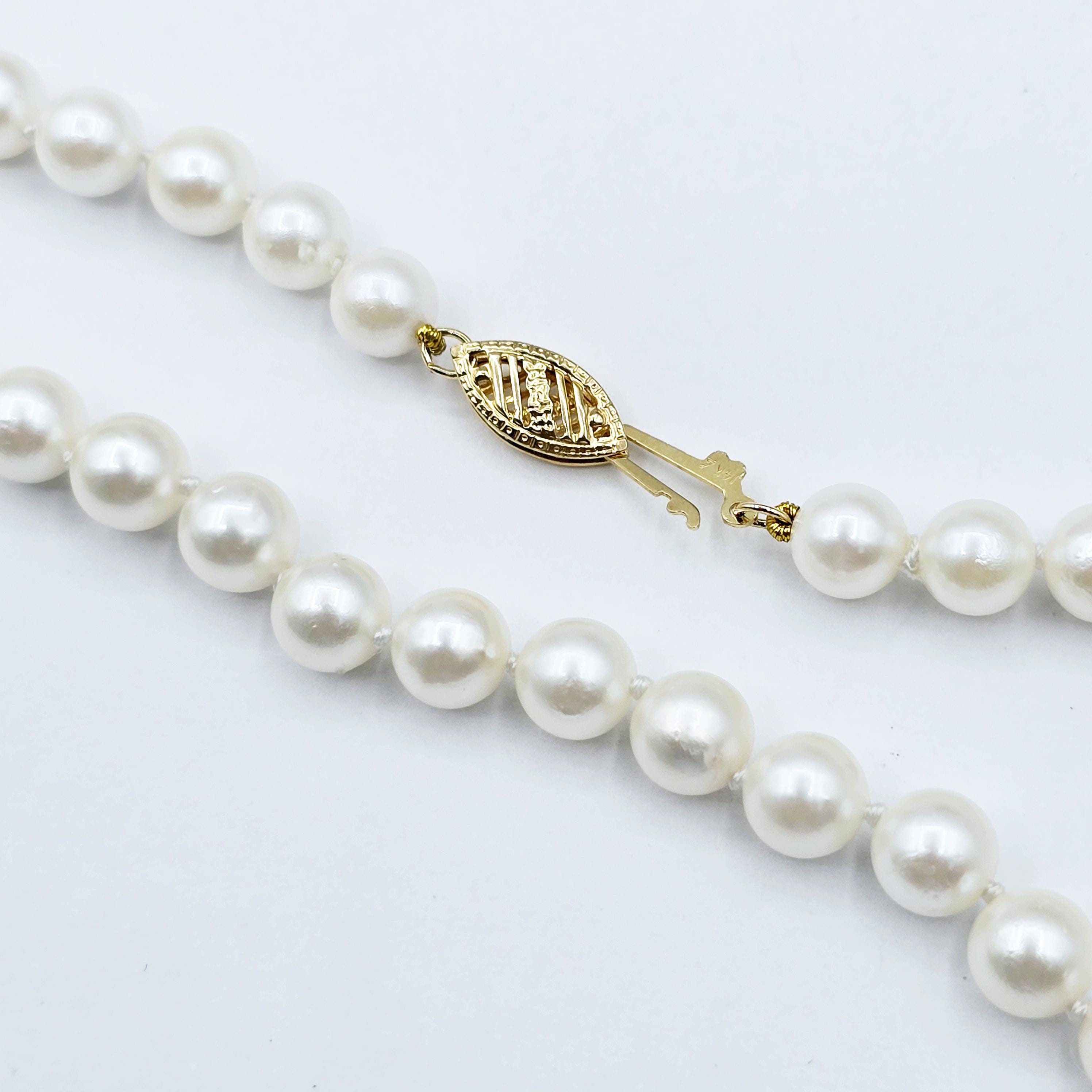 Gold Pearl Necklace, 14kt Yellow Gold Genuine Freshwater Pearl 5.8mm Necklace, June Birthstone, Handmade Pearl Necklace, Gift For Her