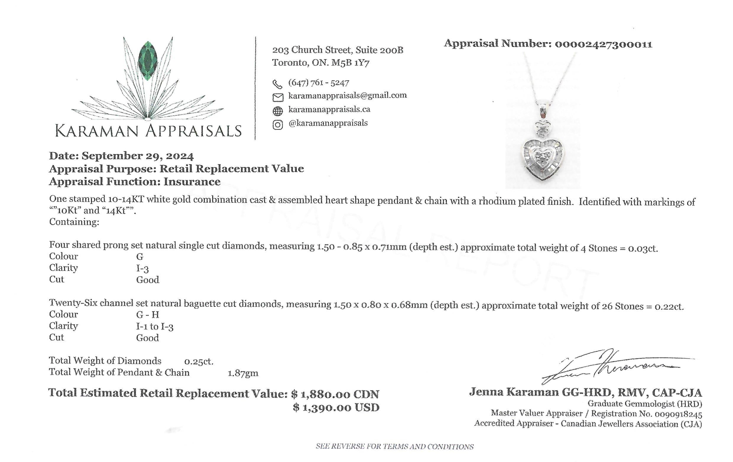 10K White Gold Diamond 0.25ct Pendant With Chain, Dainty Heart Gold, Charm Necklace, Valentine's Day Gift For Her