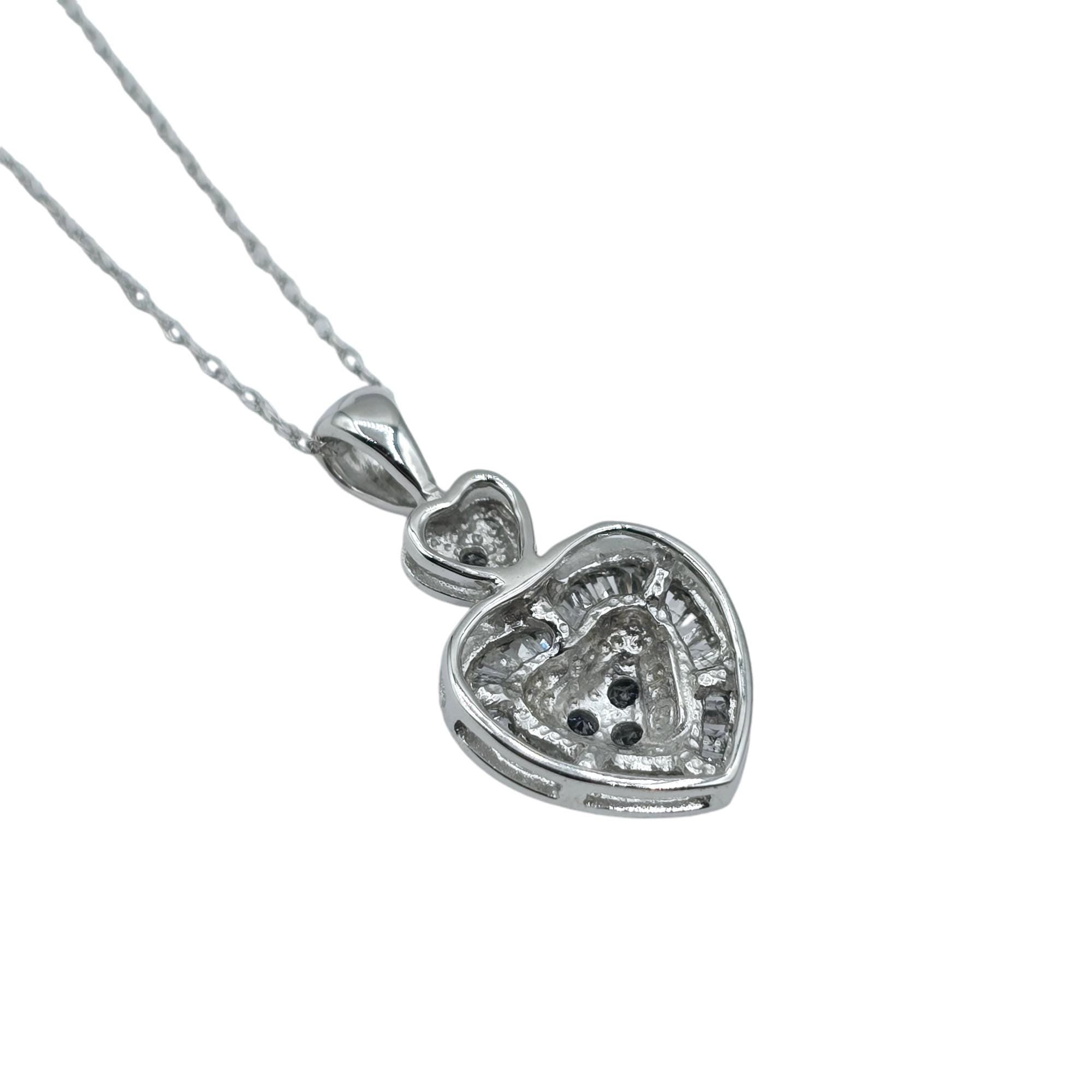 10K White Gold Diamond 0.25ct Pendant With Chain, Dainty Heart Gold, Charm Necklace, Valentine's Day Gift For Her