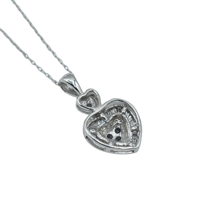 10K White Gold Diamond 0.25ct Pendant With Chain, Dainty Heart Gold, Charm Necklace, Valentine's Day Gift For Her