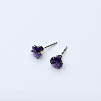 Amethyst Earrings | 10K White Gold Genuine Amethyst 5x5mm Stud Earrings