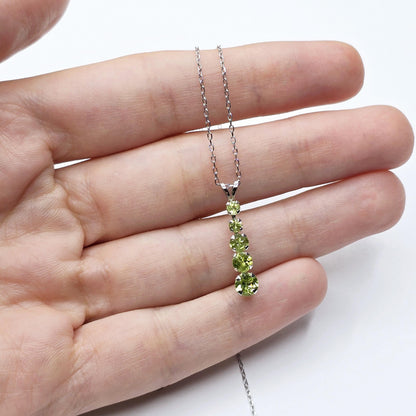 14K White Gold Peridot Pendant, Luxury Pendant, Gift for Her, Genuine Gemstone Necklace, Peridot Necklace for Women, Peridot Birthstone