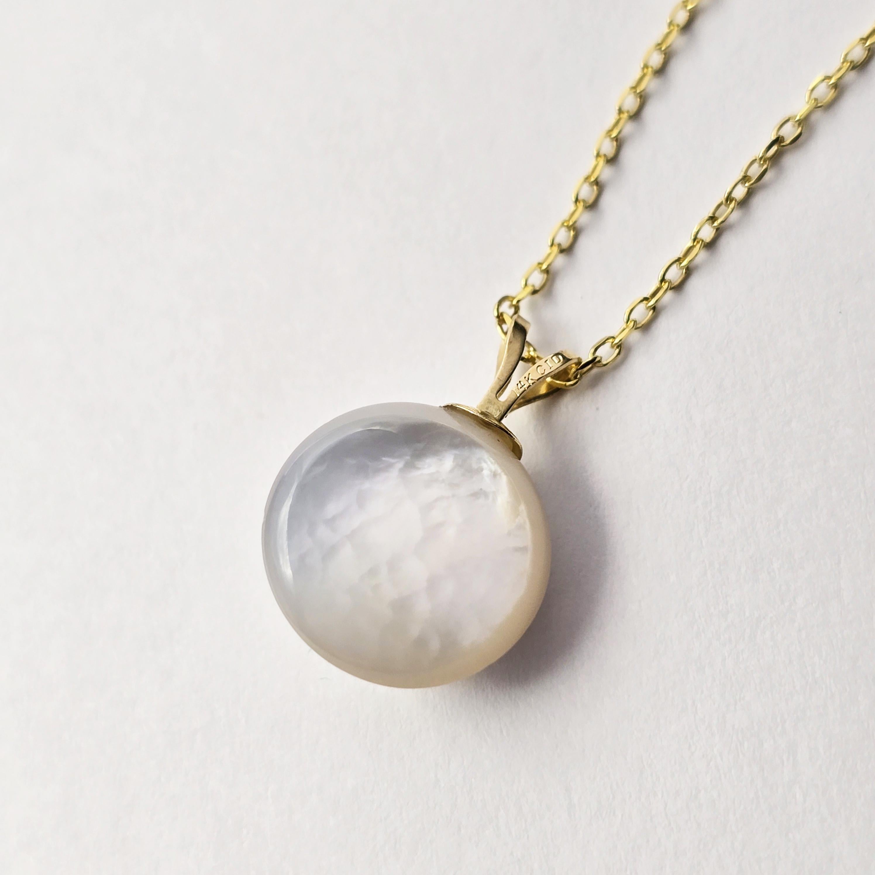 Gold Natural Pearl and Diamond Pendant Necklace, 14K Yellow Gold Pendant set with 12mm Mabe Pearl and Genuine Diamond Pendant