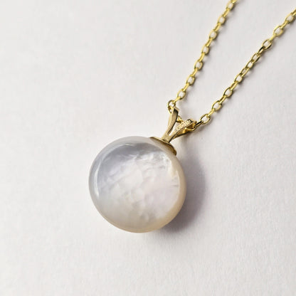 Gold Natural Pearl and Diamond Pendant Necklace, 14K Yellow Gold Pendant set with 12mm Mabe Pearl and Genuine Diamond Pendant