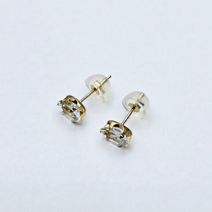 Gold Aquamarine Stud Earrings, 10K Yellow Gold Genuine Aquamarine 6x4mm Stud Earrings, March Birthstone