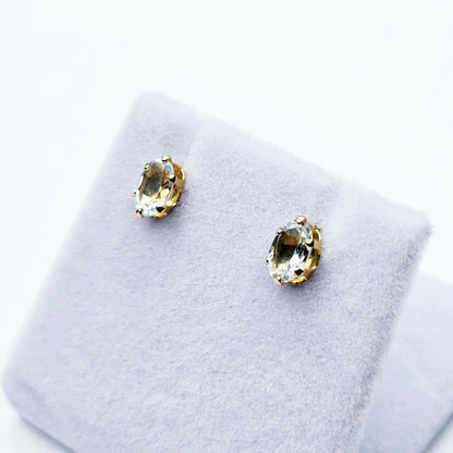 Gold Aquamarine Stud Earrings, 10K Yellow Gold Genuine Aquamarine 6x4mm Stud Earrings, March Birthstone
