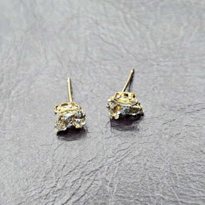 14K Gold Aquamarine Stud Earrings, Yellow Gold Genuine Aquamarine Stud Earrings, March Birthstone, Gift for Her