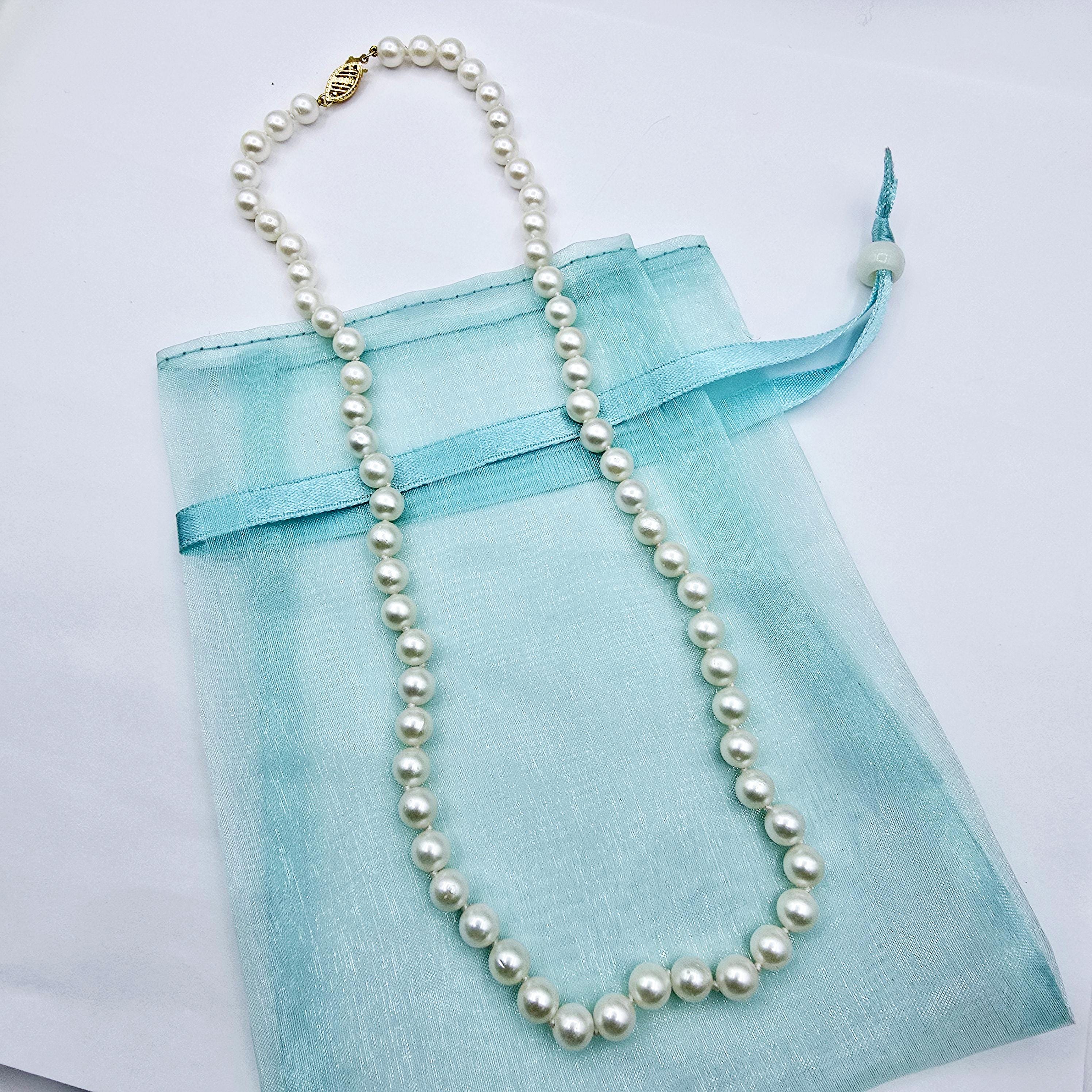 Gold Pearl Necklace, 14kt Yellow Gold Genuine Freshwater Pearl 5.8mm Necklace, June Birthstone, Handmade Pearl Necklace, Gift For Her