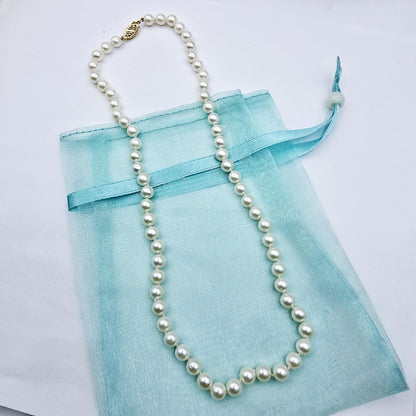Gold Pearl Necklace, 14kt Yellow Gold Genuine Freshwater Pearl 5.8mm Necklace, June Birthstone, Handmade Pearl Necklace, Gift For Her