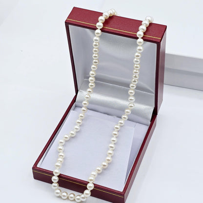 Genuine Freshwater Pearls 5.4mm Necklace 18 inches, Elegant Real Pearl Necklace for Women, Bridal Pearl Necklace, Anniversary Gift