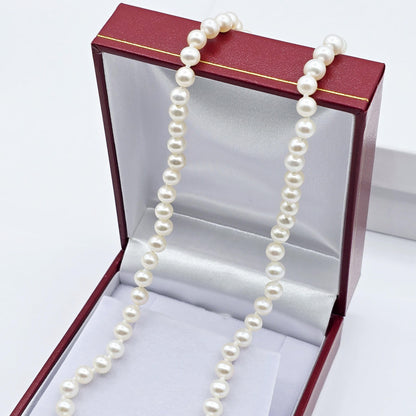 Genuine Freshwater Pearls 5.4mm Necklace 18 inches, Elegant Real Pearl Necklace for Women, Bridal Pearl Necklace, Anniversary Gift