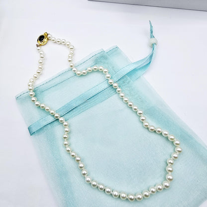 Genuine Freshwater Pearls 5.4mm Necklace 18 inches, Elegant Real Pearl Necklace for Women, Bridal Pearl Necklace, Anniversary Gift
