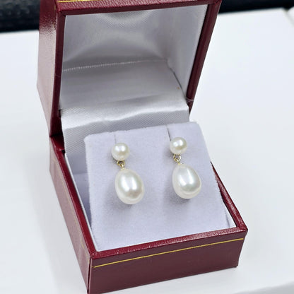 Gold Freshwater Pearl Drop Stud Earrings, 14K Yellow Gold Genuine Pearl Earrings, June Birthstone, Handmade Earrings, Earrings  For Wedding