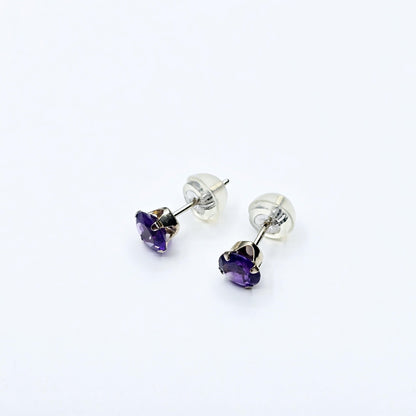 Amethyst Earrings | 10K White Gold Genuine Amethyst 5x5mm Stud Earrings