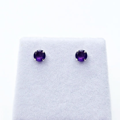 Amethyst Earrings | 10K White Gold Genuine Amethyst 5x5mm Stud Earrings
