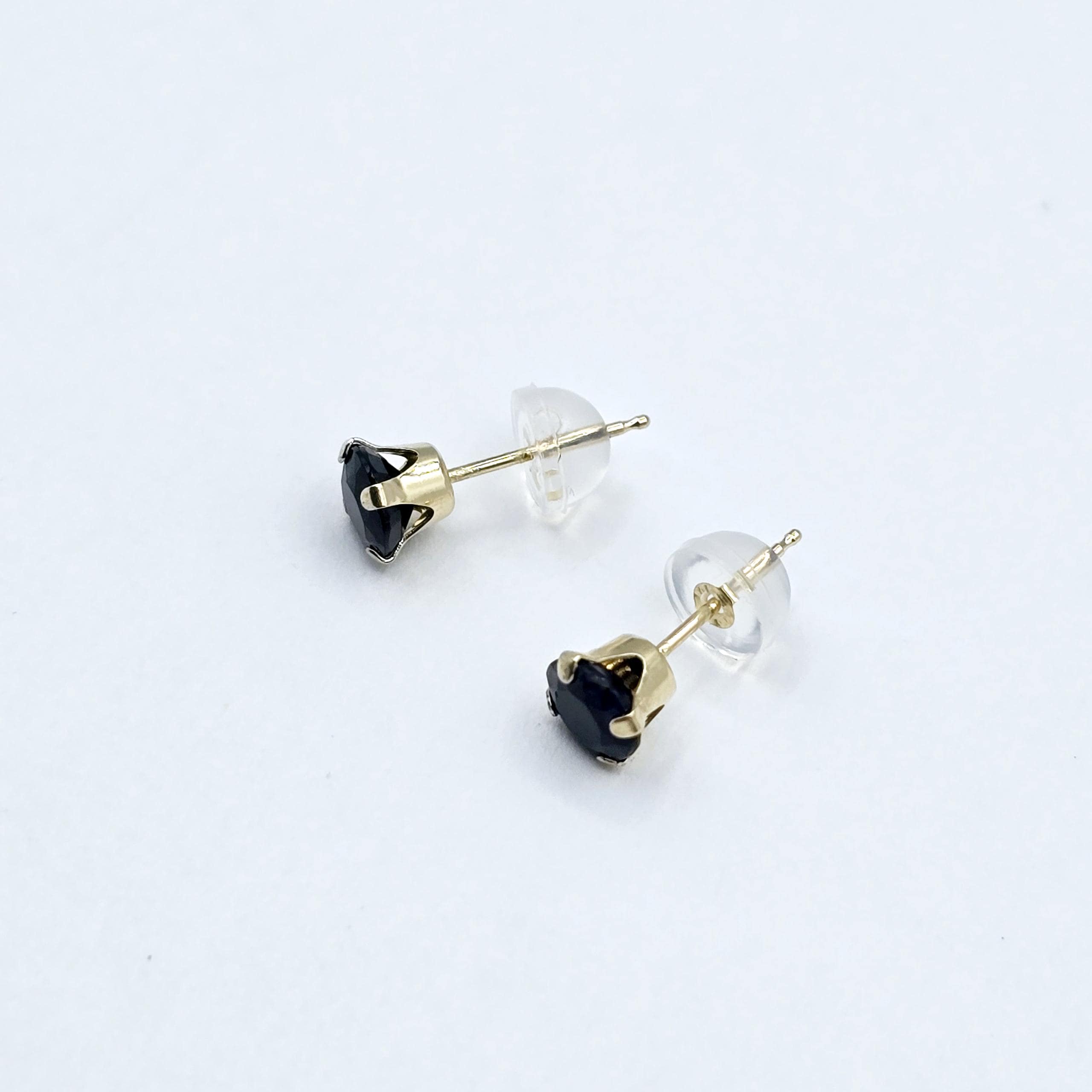 14K Yellow Gold Genuine Blue Sapphire 5x5mm Stud Earrings, Genuine Blue Sapphire Stud Earrings, Exquisite Jewelry, September Birthstone Gift