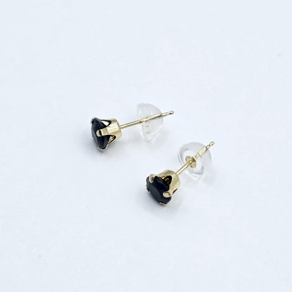 14K Yellow Gold Genuine Blue Sapphire 5x5mm Stud Earrings, Genuine Blue Sapphire Stud Earrings, Exquisite Jewelry, September Birthstone Gift