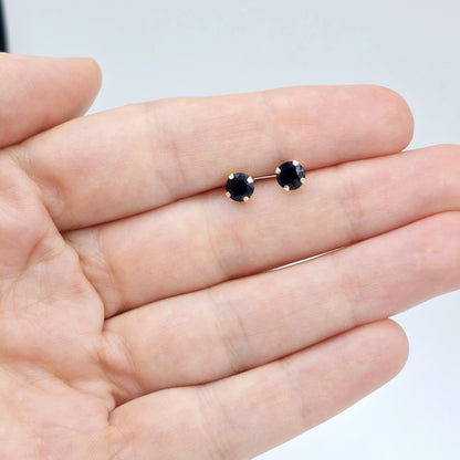 14K Yellow Gold Genuine Blue Sapphire 5x5mm Stud Earrings, Genuine Blue Sapphire Stud Earrings, Exquisite Jewelry, September Birthstone Gift