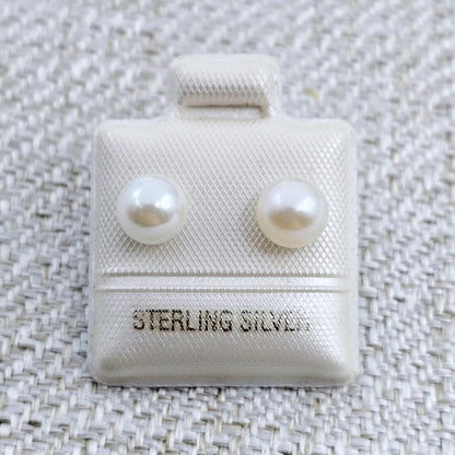 Sterling Silver Genuine Cultured Pearl 6mm Stud Earrings, Big Pearl Earrings For Her, June Birthstone, Natural Pearl Jewelry