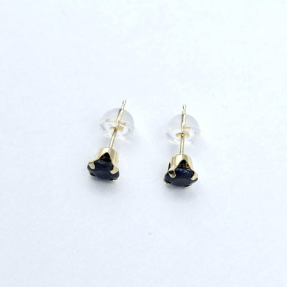 14K Yellow Gold Genuine Blue Sapphire 5x5mm Stud Earrings, Genuine Blue Sapphire Stud Earrings, Exquisite Jewelry, September Birthstone Gift