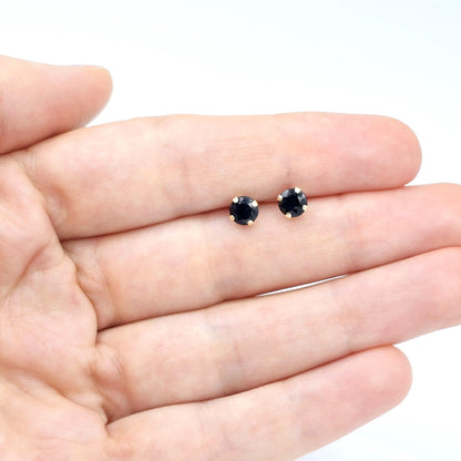 14K Yellow Gold Genuine Blue Sapphire 5x5mm Stud Earrings, Genuine Blue Sapphire Stud Earrings, Exquisite Jewelry, September Birthstone Gift