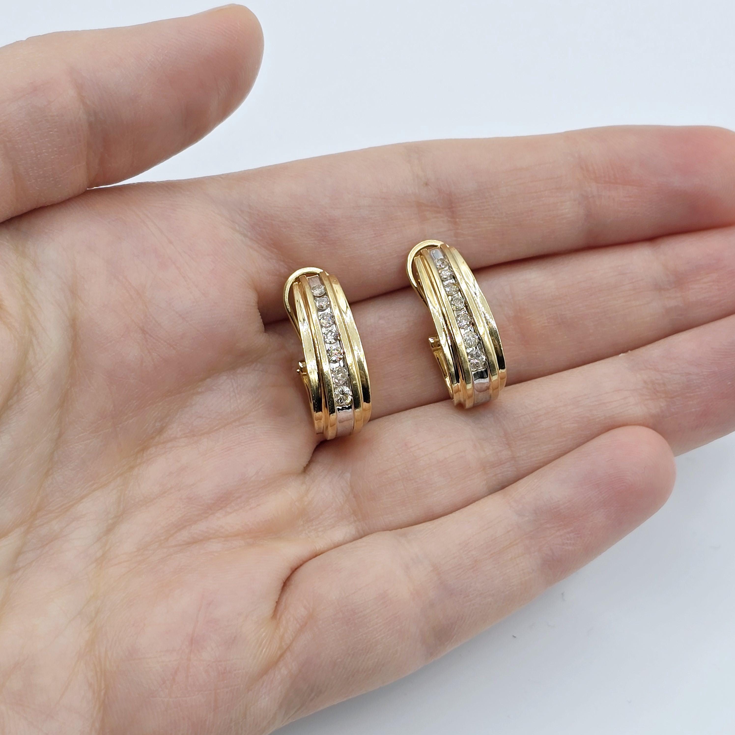 Gold Brilliant Natural Diamond Earrings, Bridal Diamond Earrings, 14K Yellow Gold Natural Diamond (1.0ct) Earrings