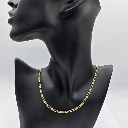 10K Yellow Gold Figaro Chain Necklace, 3.5mm Width