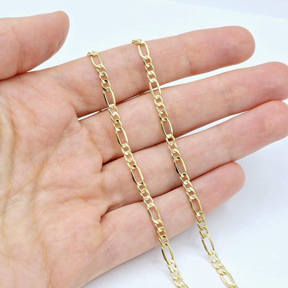 10K Yellow Gold Figaro Chain Necklace, 3.5mm Width
