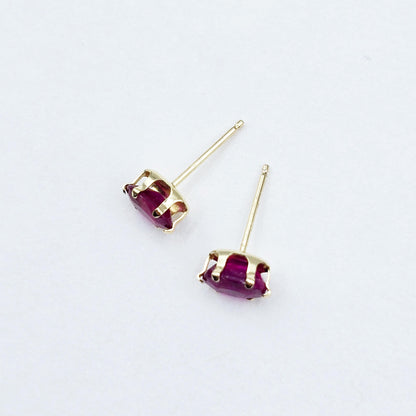 14K Yellow Gold Ruby 6x4mm Stud Earrings, Handmade Earrings, Gemstone Earrings, Earrings For Women, July Birthstone, Gift for Girls Mom Wife