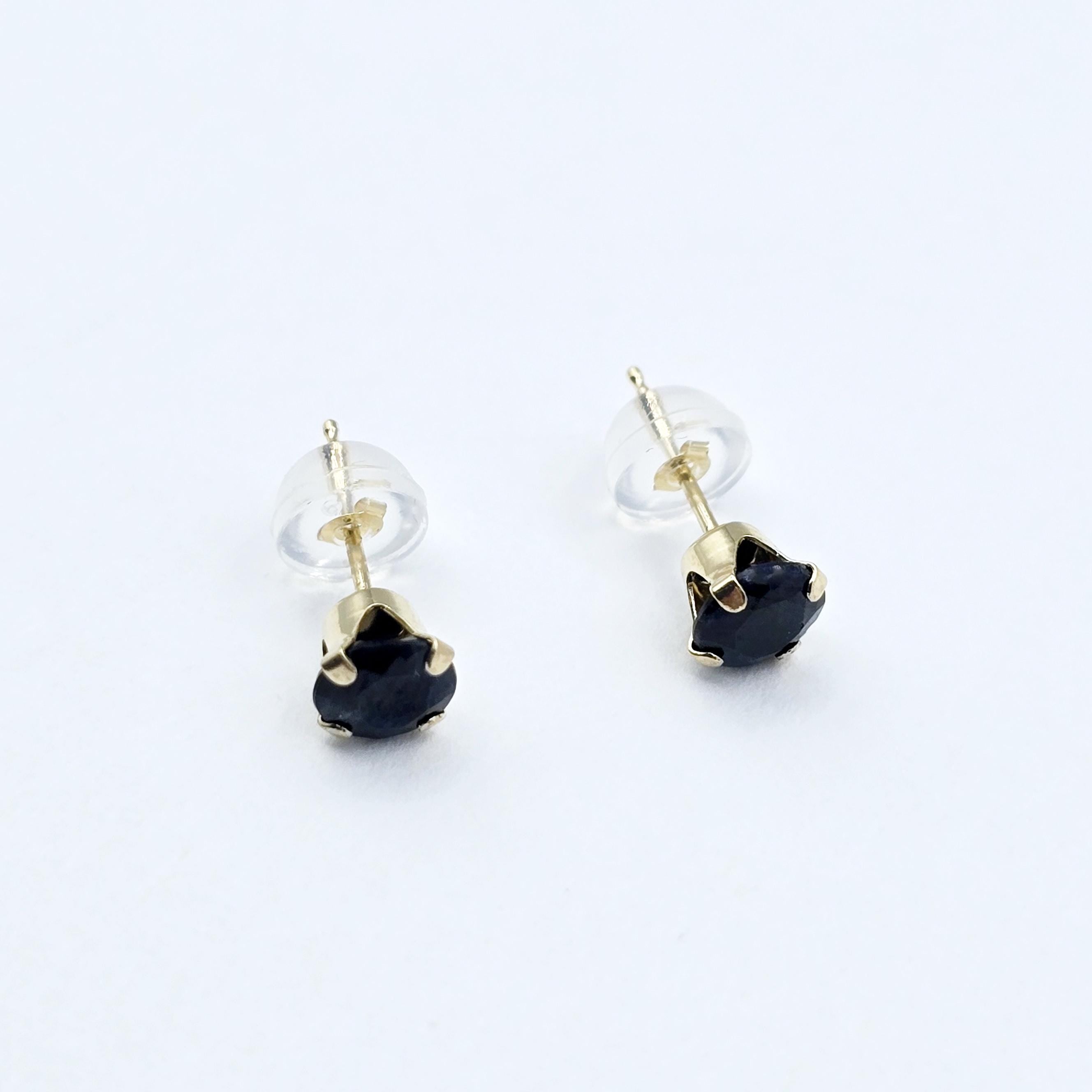 14K Yellow Gold Genuine Blue Sapphire 5x5mm Stud Earrings, Genuine Blue Sapphire Stud Earrings, Exquisite Jewelry, September Birthstone Gift