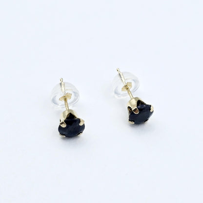 14K Yellow Gold Genuine Blue Sapphire 5x5mm Stud Earrings, Genuine Blue Sapphire Stud Earrings, Exquisite Jewelry, September Birthstone Gift