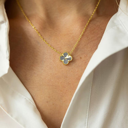 Gold Flower Pendant Necklace , 10K Yellow Gold Flower Necklace For Women, Anniversary Gift, Floral Jewelry