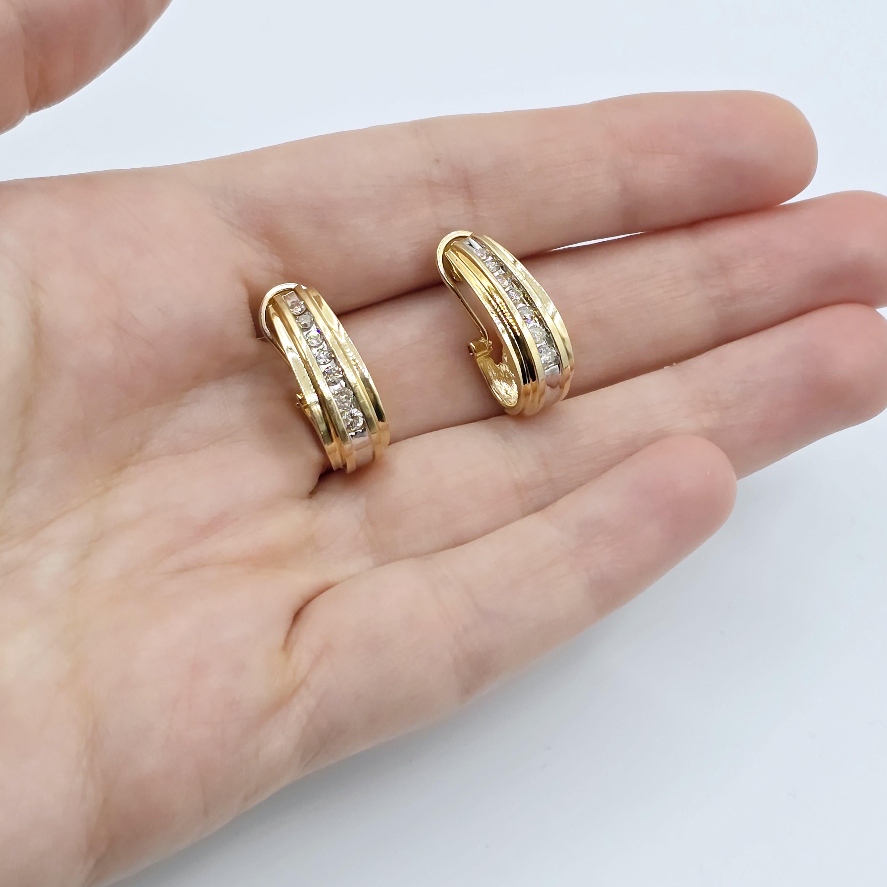 Gold Brilliant Natural Diamond Earrings, Bridal Diamond Earrings, 14K Yellow Gold Natural Diamond (1.0ct) Earrings