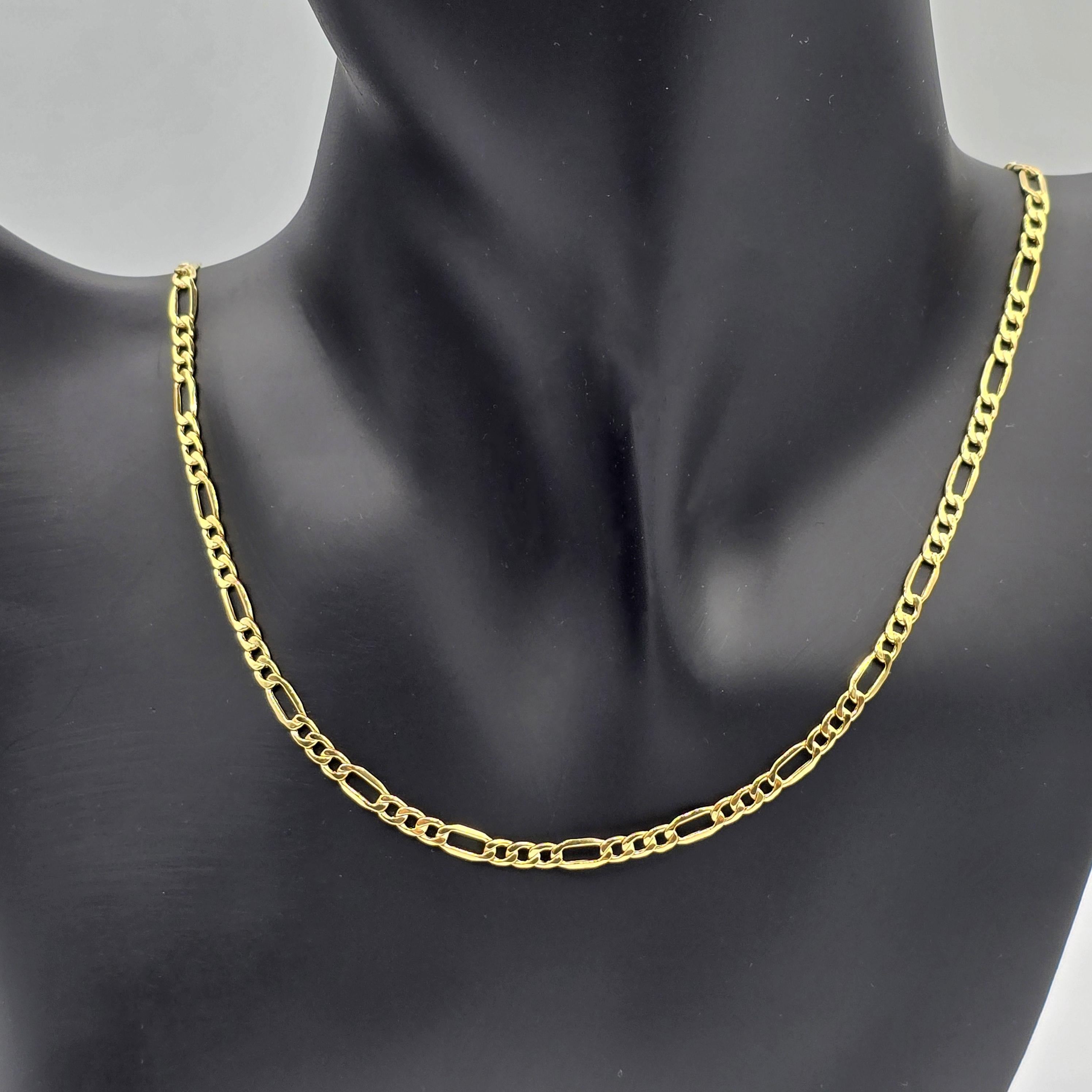 10K Yellow Gold Figaro Chain Necklace, 3.5mm Width