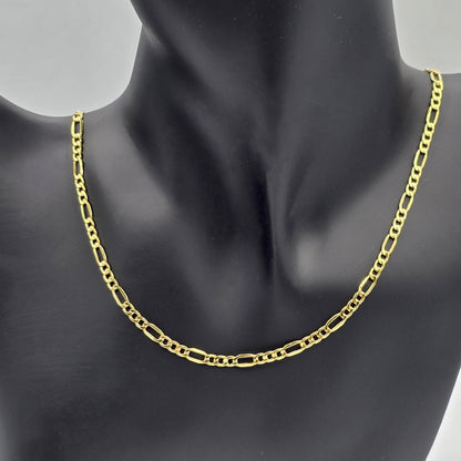 10K Yellow Gold Figaro Chain Necklace, 3.5mm Width