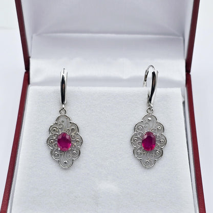 14K Gold Genuine Ruby Earrings , 2ct Ruby Lever back Earrings for Women, Elegant Ruby Earrings, Gold Gemstone Earrings, Elegant Earrings